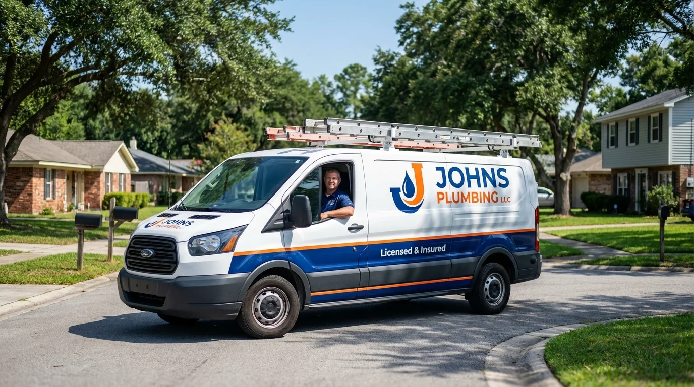 Johns Plumbing LLC service van in English, IN