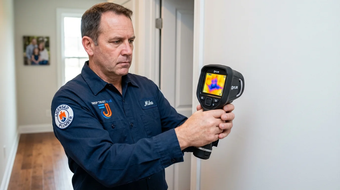 Thermal imaging leak detection by Johns Plumbing LLC in English